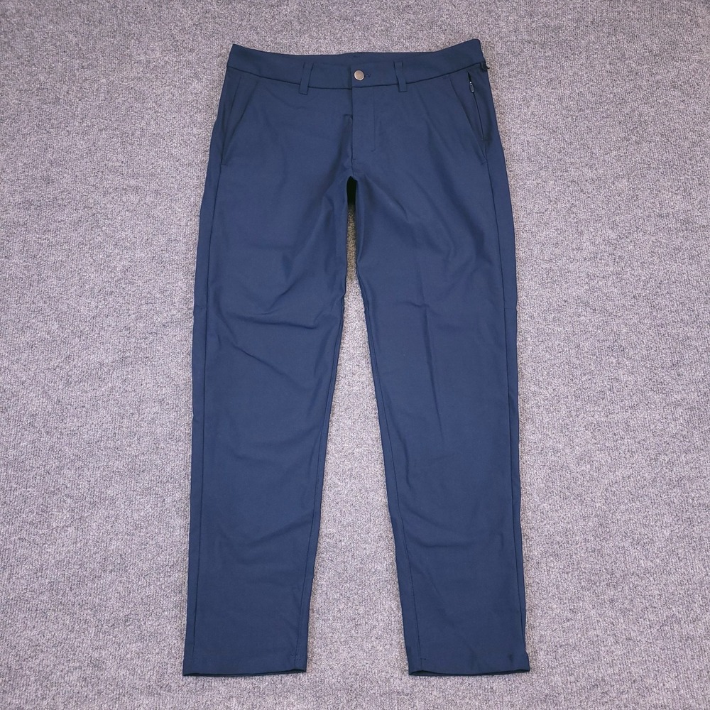 Lululemon Commission Pant Slim Warpstreme Men 33x28.5 Navy Tapered Gusseted Zip